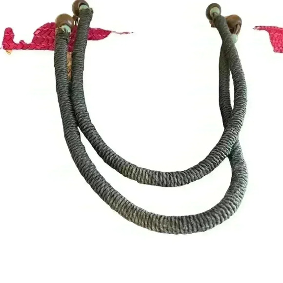 Multicolor Straw Tote Handbag w/ Wooden Beads - Picture 2 of 6